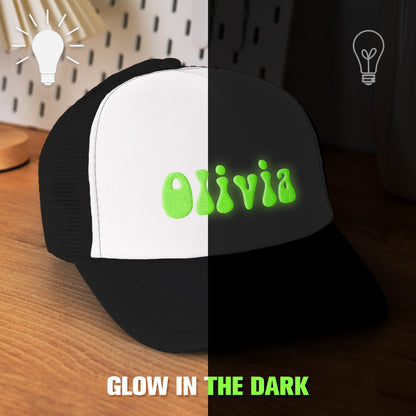 Custom Puff Print Trucker Hat Personalized Glow-in-the-dark Foam Trucker Caps for Adult Back to School Gift