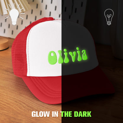 Custom Puff Print Trucker Hat Personalized Glow-in-the-dark Foam Trucker Caps for Adult Back to School Gift