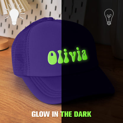 Custom Puff Print Trucker Hat Personalized Glow-in-the-dark Foam Trucker Caps for Adult Back to School Gift