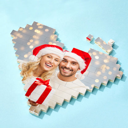 Personalized Christmas Photo Block, Heart Shaped with couple image, DIY gifts