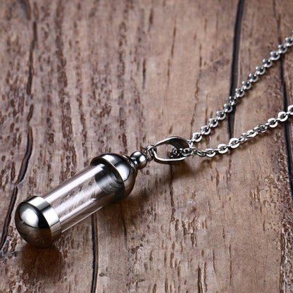 Clear Glass Tube Wishing Bottle Lucky Pendant Necklace
