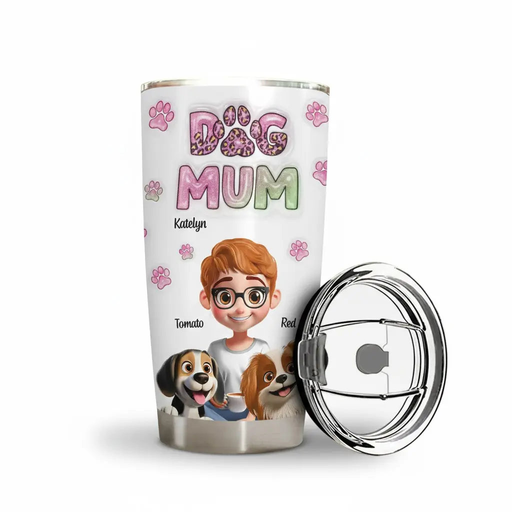 Dog Mom 3D Effect - Personalized Tumbler