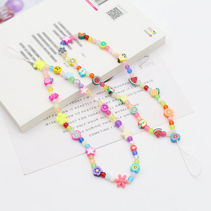Mobile Phone Chain Color Mix And Match Fruit Smiley Beaded Letters