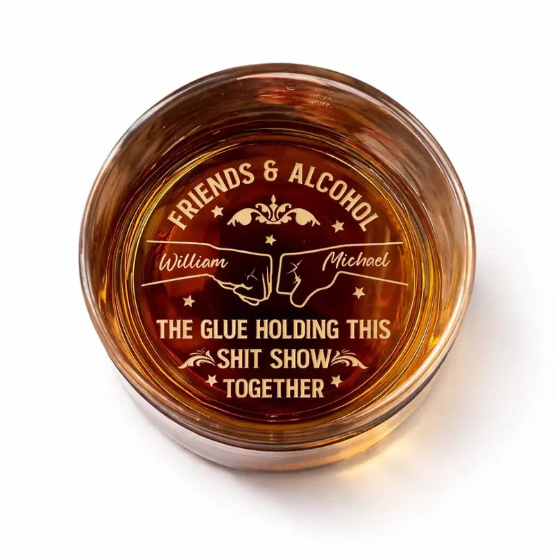 Friends & Alcohol – Personalized Engraved Whiskey Glass