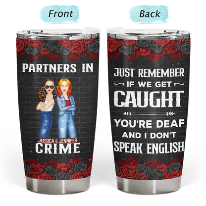 Partners in Crime Personalized Tumbler with Lid - Best Friend Gift