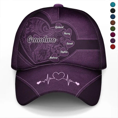Grandma's Little Sweethearts Personalized Classic Cap in purple, custom design.