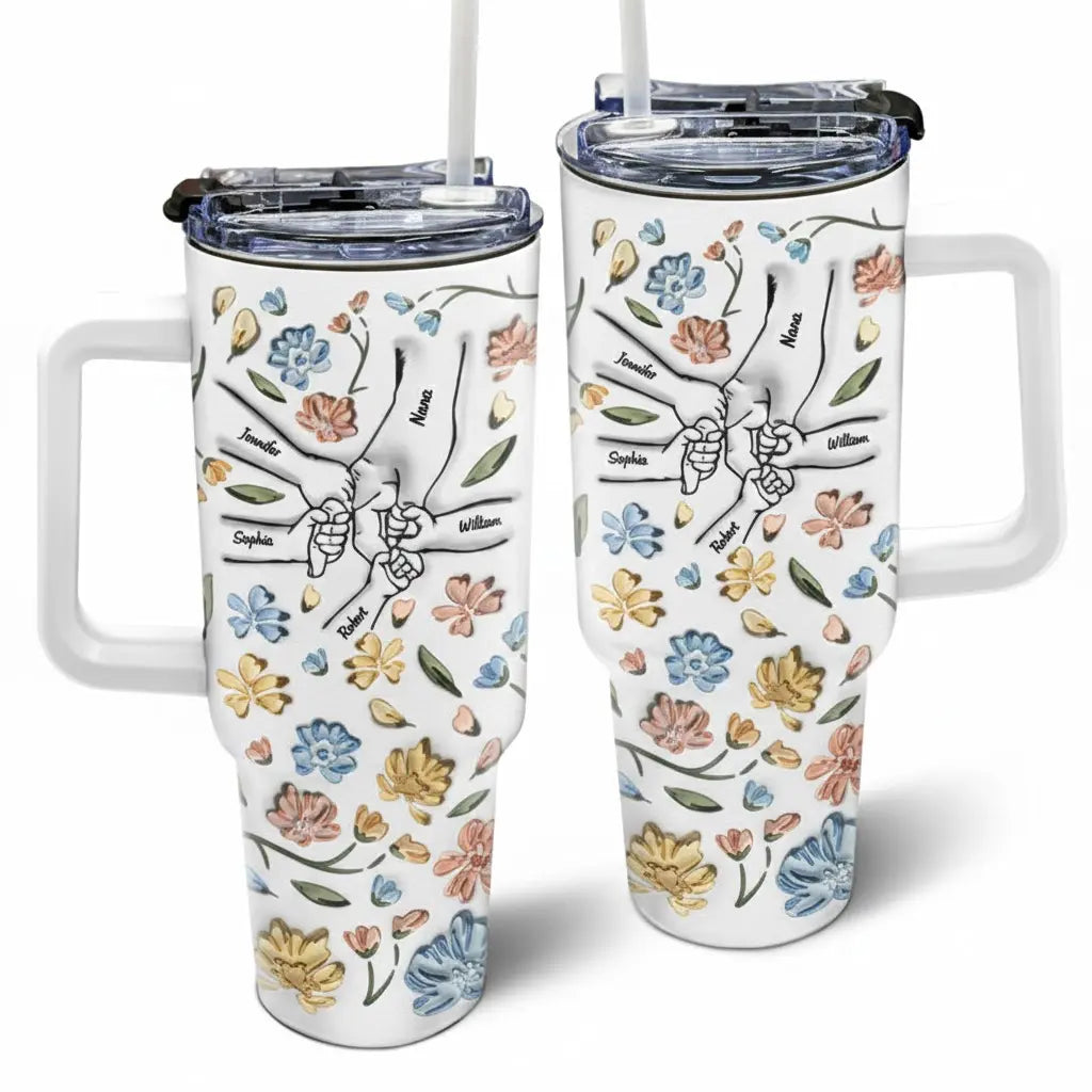 Hand In Hand – Personalized 40oz Tumbler (3D Effect)