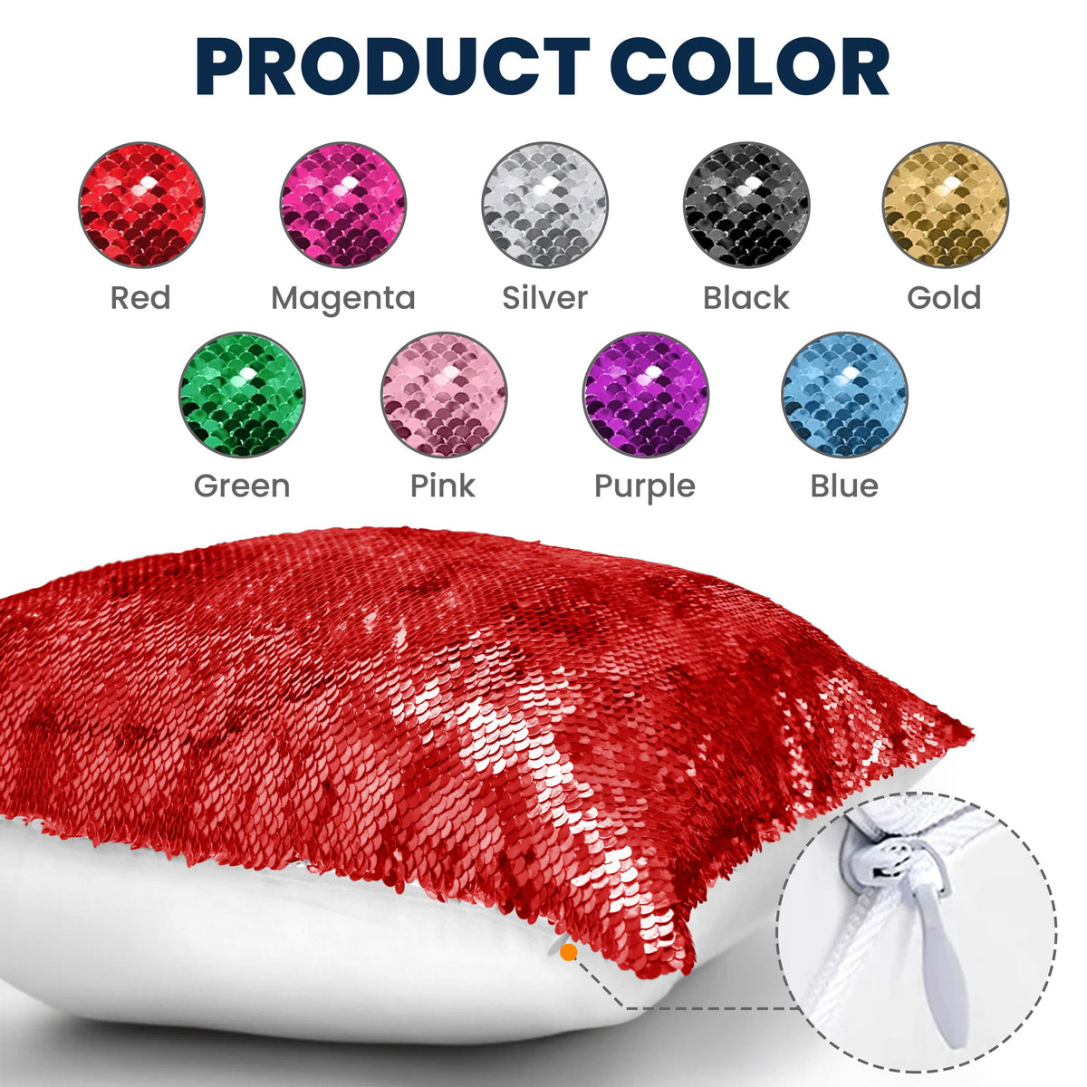 Custom sequin pillow in red with multiple color options, personalized Mom gift idea
