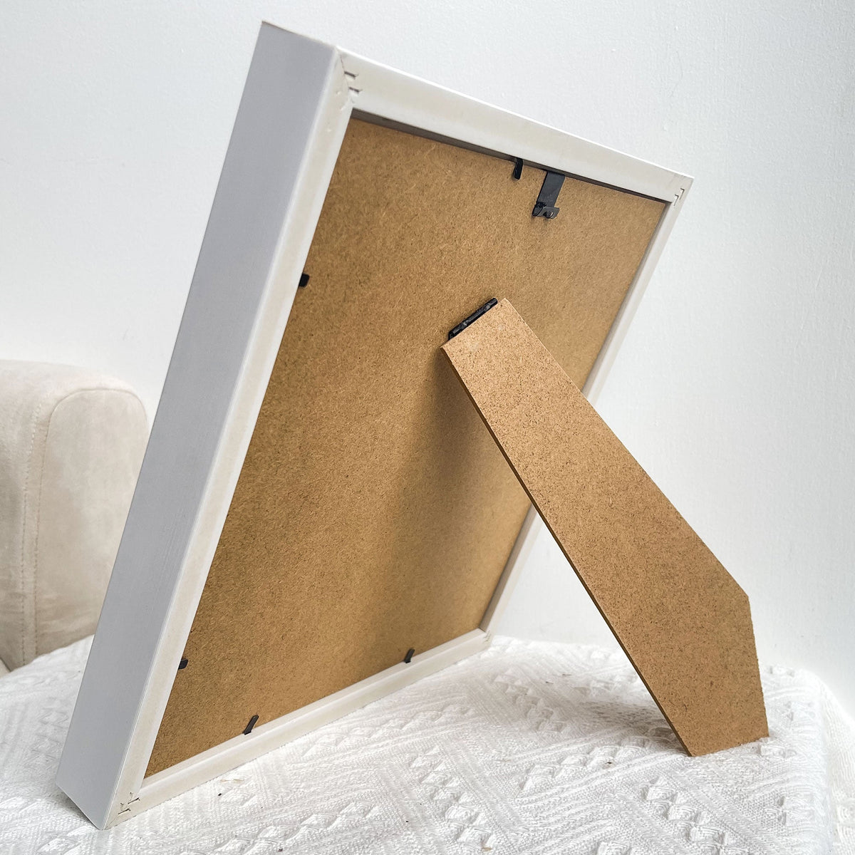 White MDF Mom Flower Shadow Box back view with stand. Perfect Mother's Day gift for Mom.