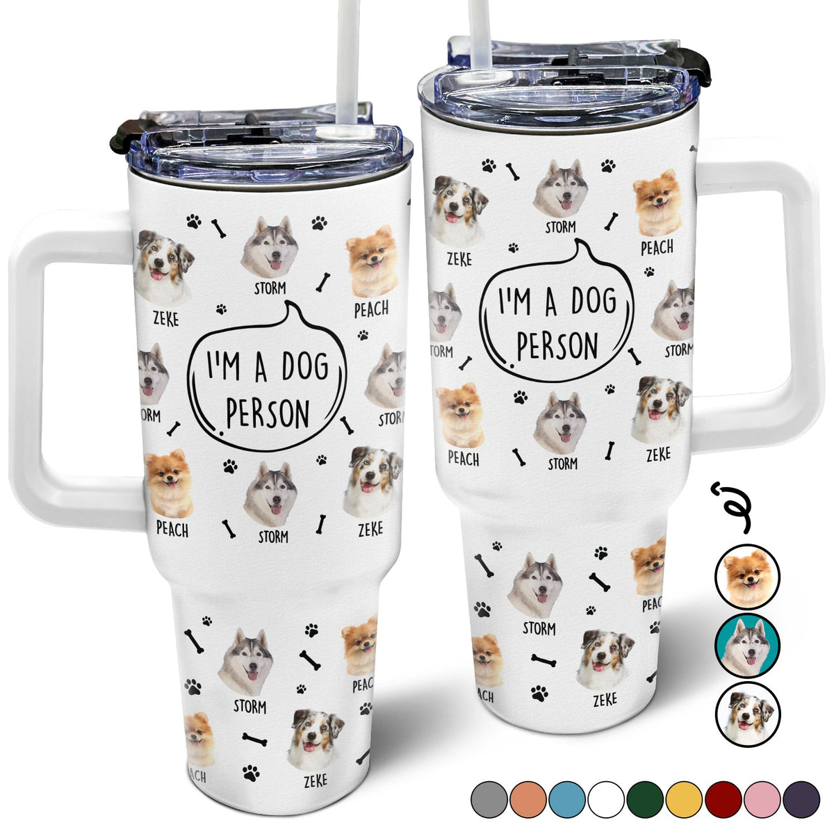 Personalized 40oz Tumbler with Straw featuring "I'm A Dog Mom, Dog Dad" design, perfect gift for dog lovers