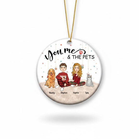 You, Me And The Pets - Personalized Ceramic Ornament