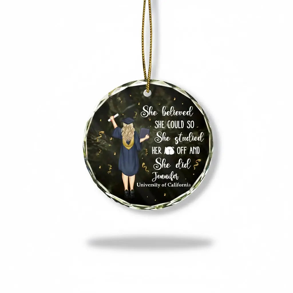 Personalized Circle Glass Ornament