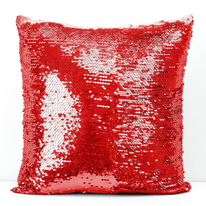 Red sequin Welcome To Poundtown pillow, couples gift, reversible sequins, 16 inches