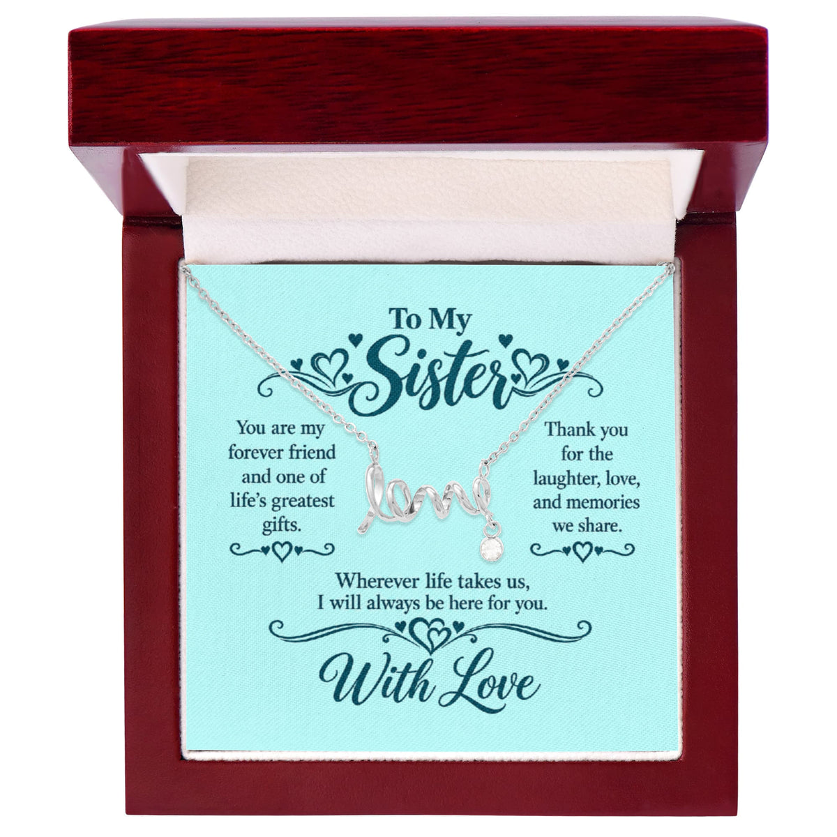 Scripted Love Necklace for Sister