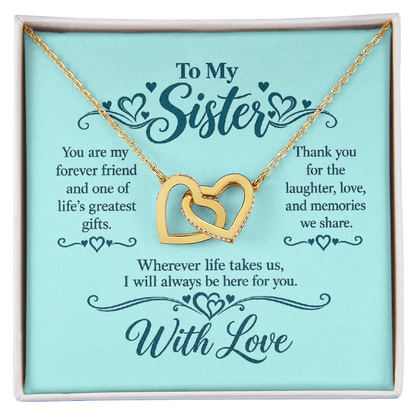 Interlocking Hearts Necklace for Sister