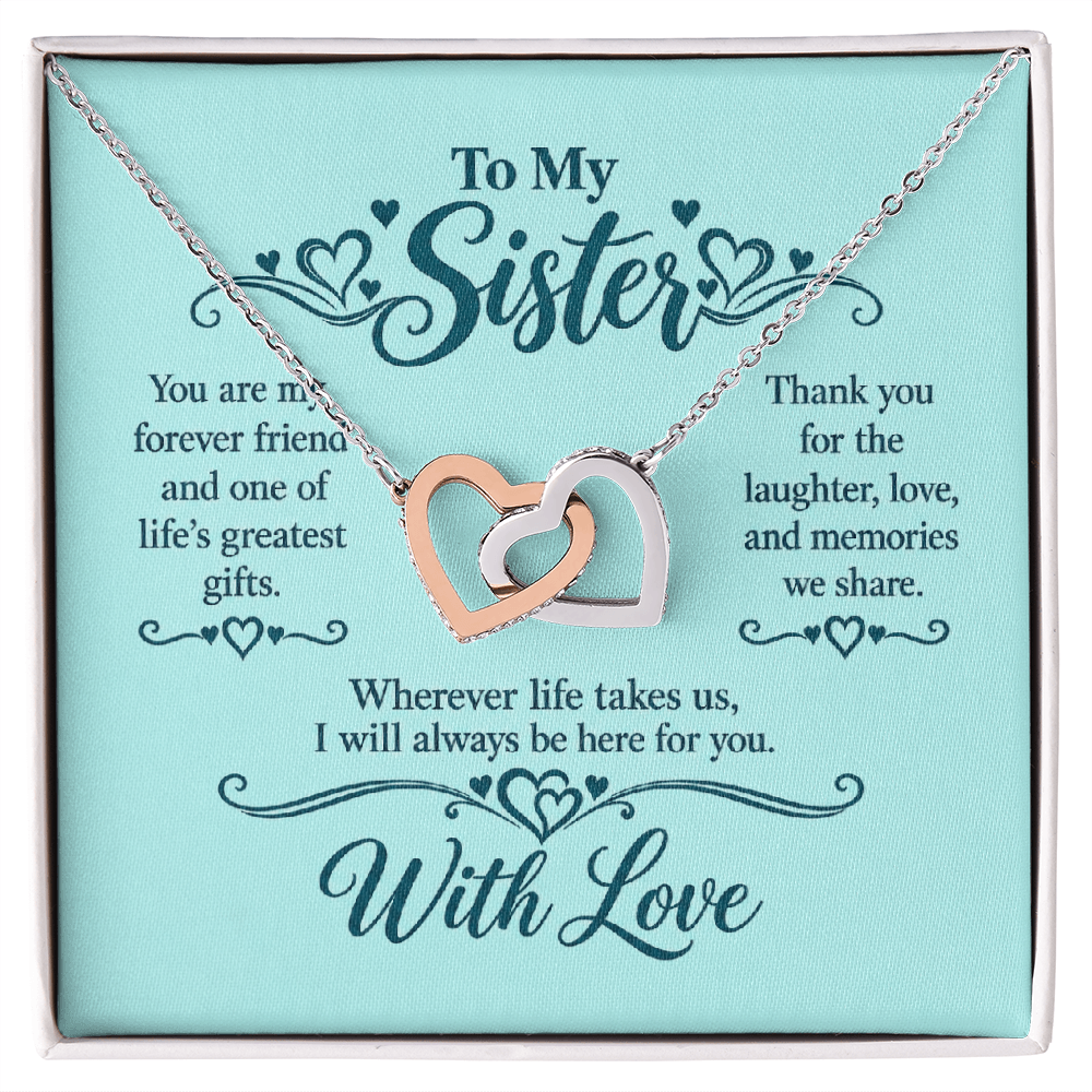 Interlocking Hearts Necklace for Sister