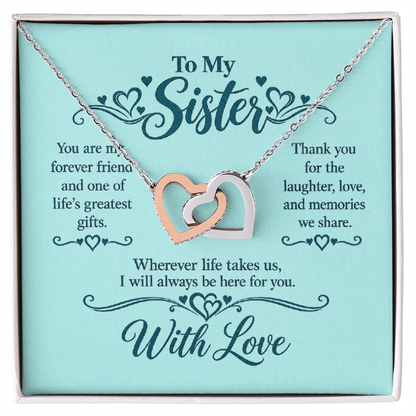 Interlocking Hearts Necklace for Sister
