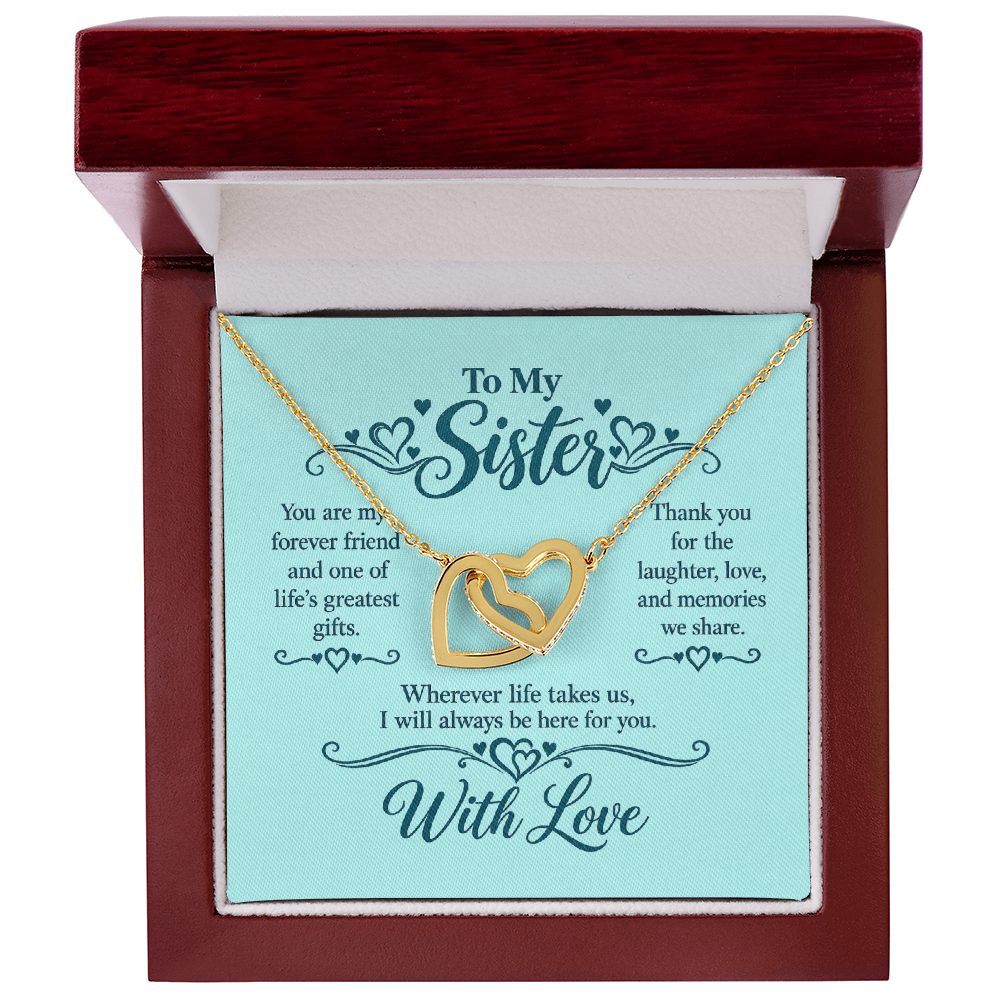Interlocking Hearts Necklace for Sister