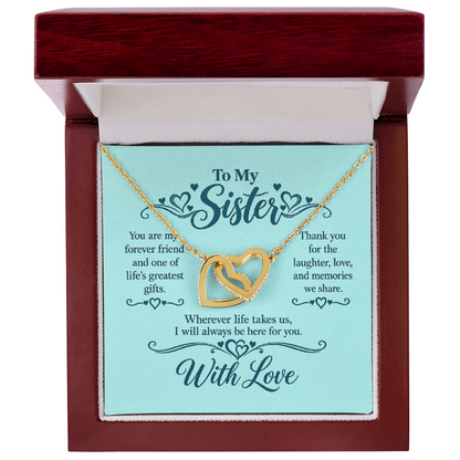 Interlocking Hearts Necklace for Sister