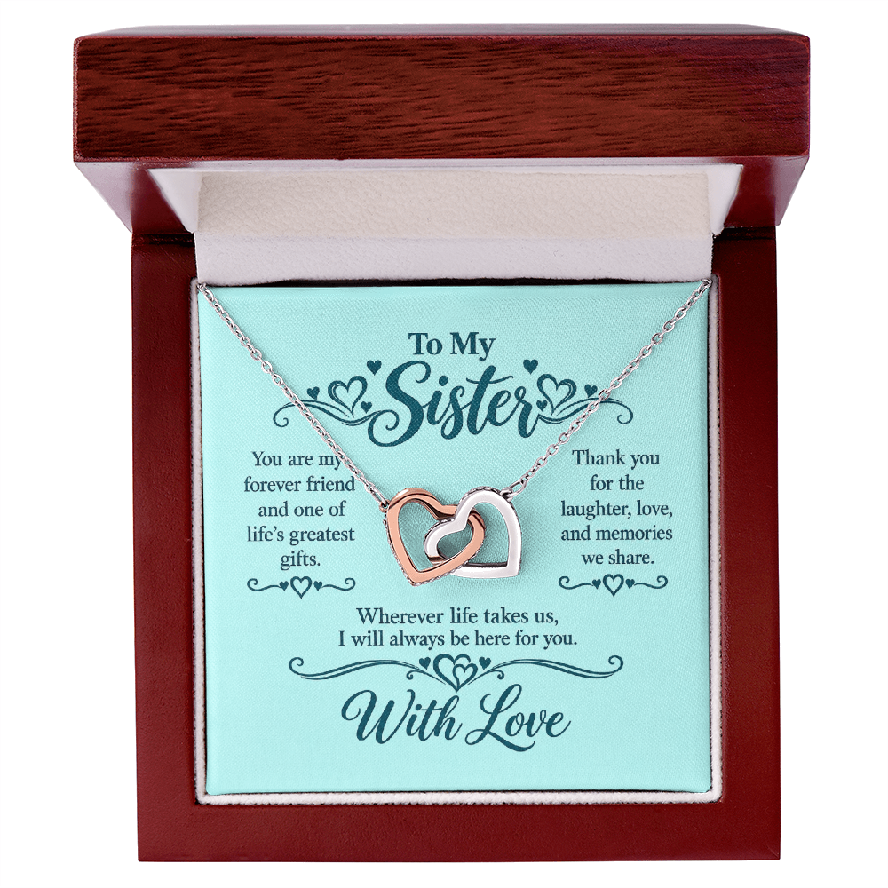 Interlocking Hearts Necklace for Sister