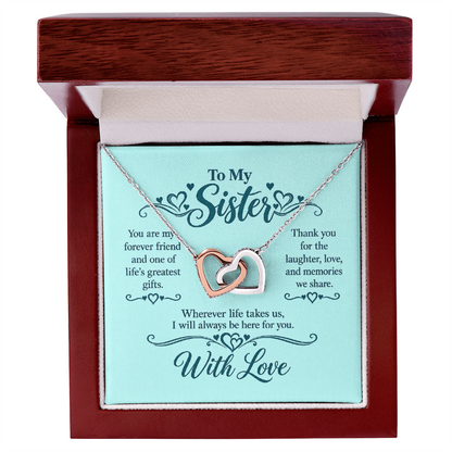 Interlocking Hearts Necklace for Sister