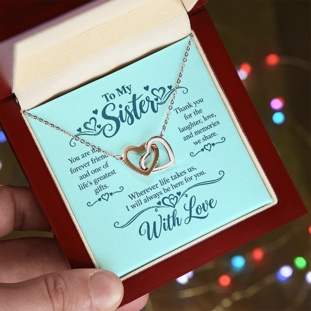 Interlocking Hearts Necklace for Sister