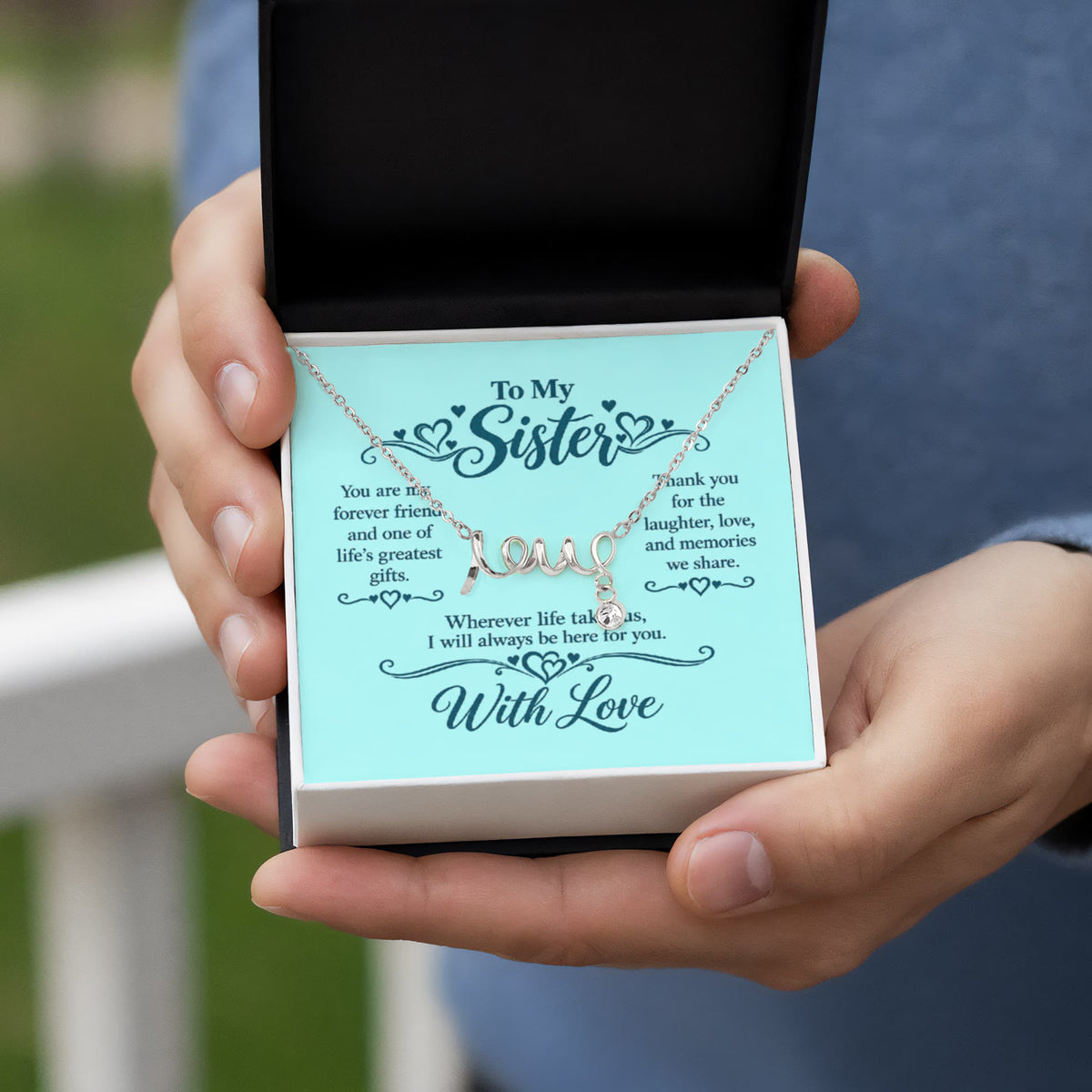 Scripted Love Necklace for Sister