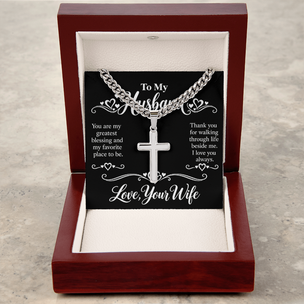 Cross Cuban Chain Necklace for Husband