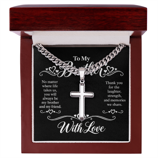 Cross Cuban Chain Necklace for Brother