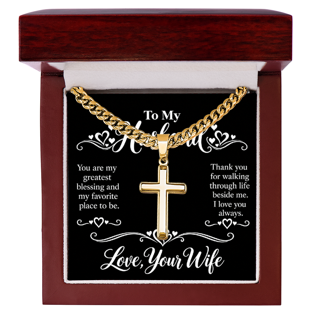 Cross Cuban Chain Necklace for Husband
