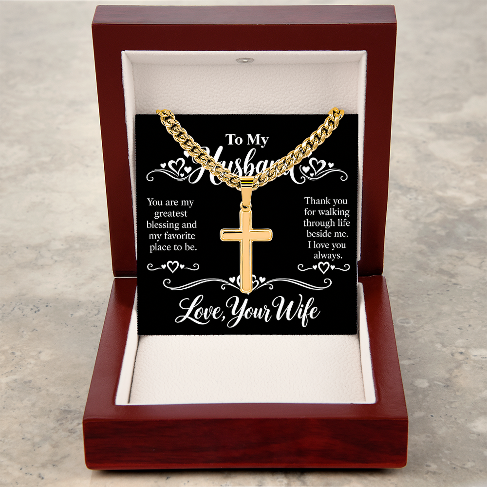 Cross Cuban Chain Necklace for Husband
