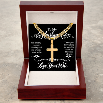 Cross Cuban Chain Necklace for Husband