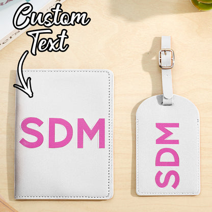 Personalized Shadow Monogram Passport Holder And Luggage Tag Set