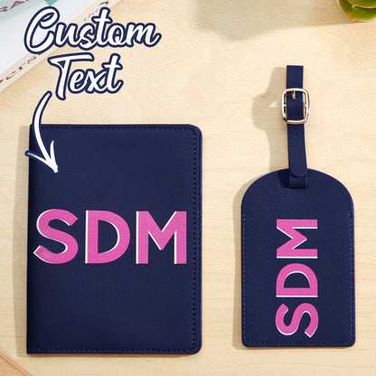 Personalized Shadow Monogram Passport Holder And Luggage Tag Set