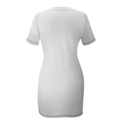 Crew Neck Short Sleeve Dress - Love not Hate - Piryoung Shop