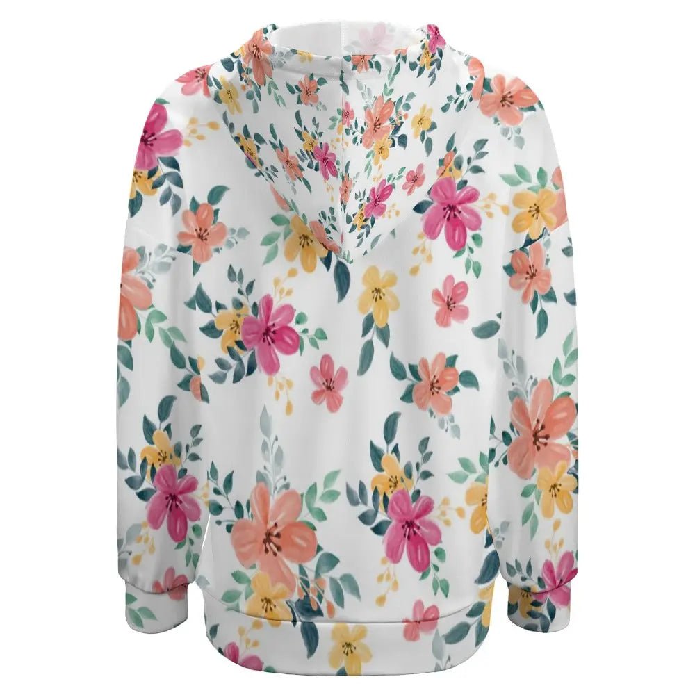 Dropped Sleeve Hoodie - All Print with cute Flowery - Piryoung Shop