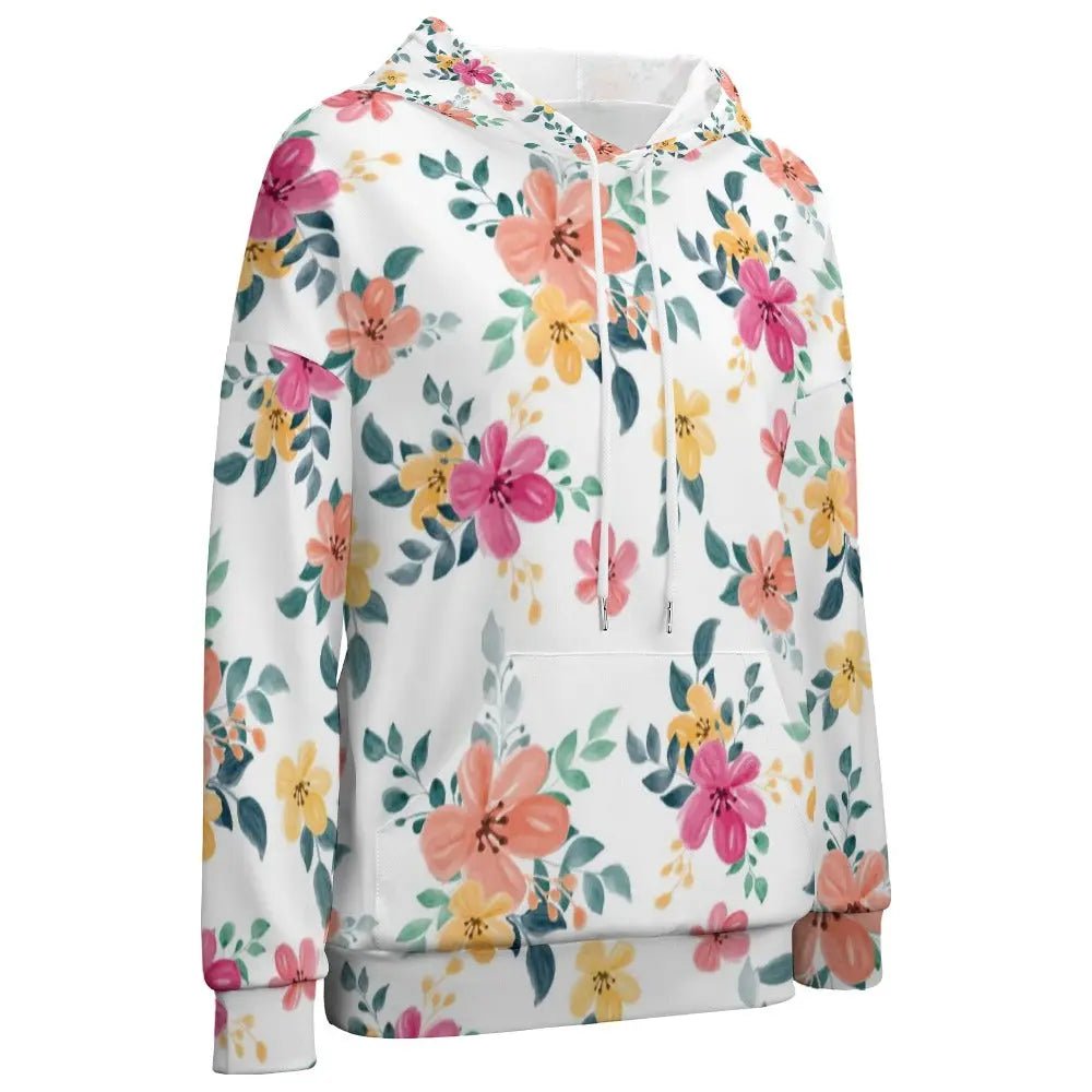 Dropped Sleeve Hoodie - All Print with cute Flowery - Piryoung Shop