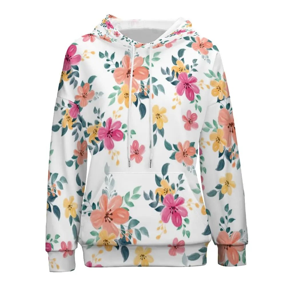 Dropped Sleeve Hoodie - All Print with cute Flowery - Piryoung Shop