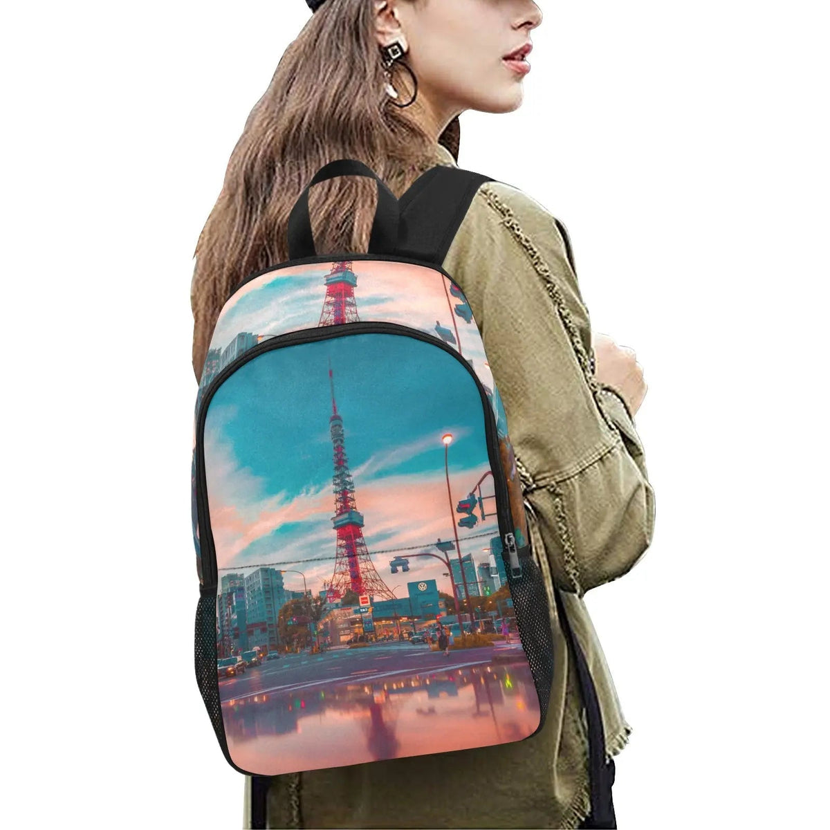 Personalized Fabric Backpack with Side Mesh Pockets - Piryoung Shop