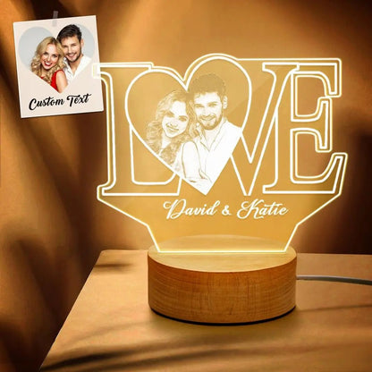 Personalized LOVE 3D Acrylic Night Light with Photo & Text - Piryoung Shop