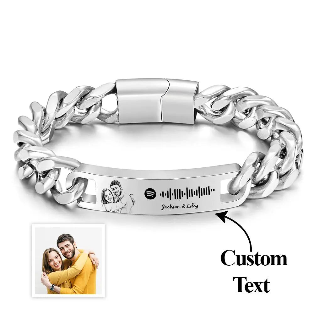 Personalized Spotify Code Bracelet with Your Photo Perfect Gift for Men - Piryoung Shop