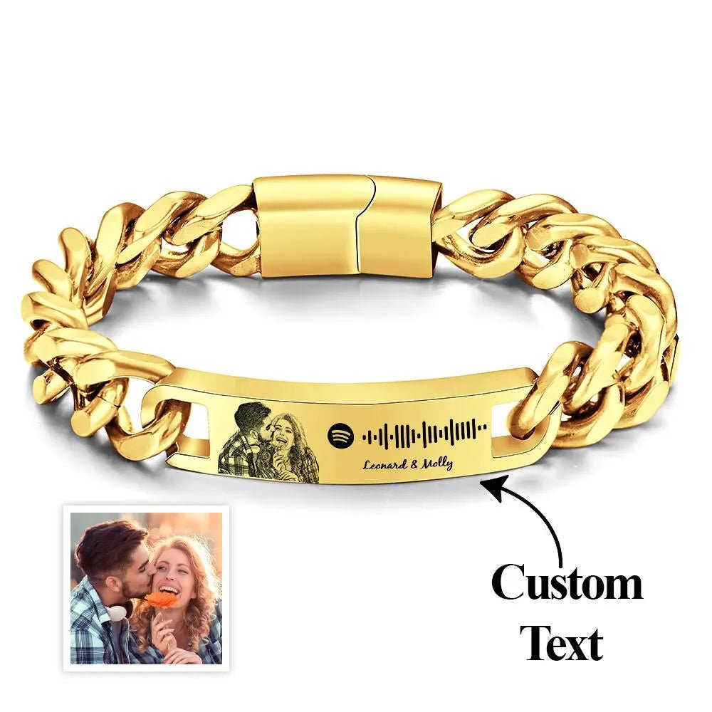 Personalized Spotify Code Bracelet with Your Photo Perfect Gift for Men - Piryoung Shop