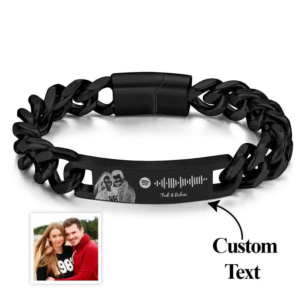 Personalized Spotify Code Bracelet with Your Photo Perfect Gift for Men - Piryoung Shop