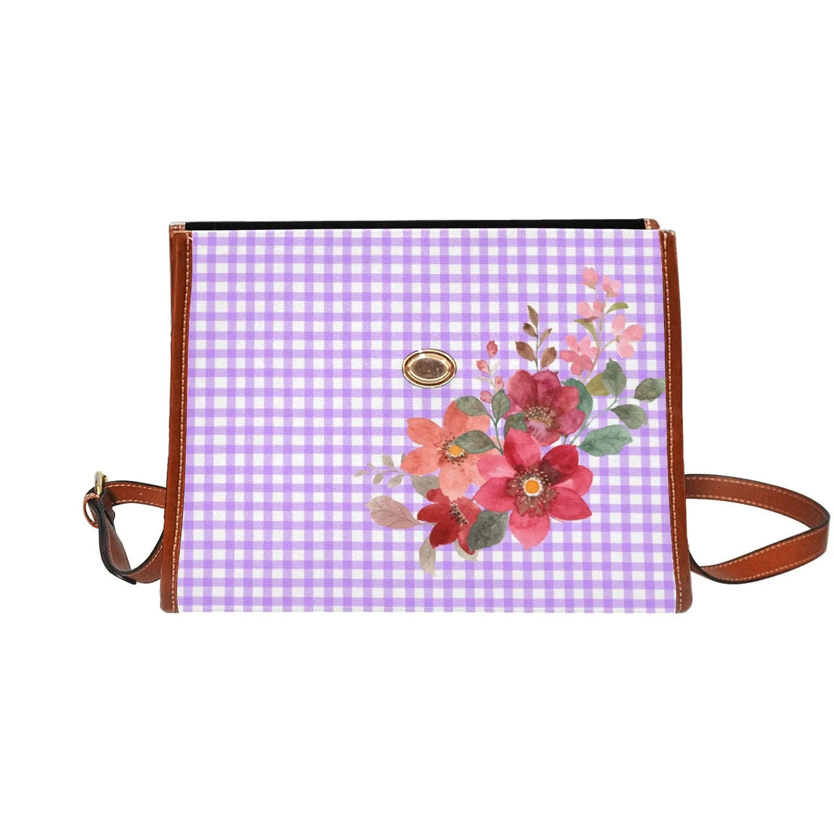Personalized Waterproof Canvas Shoulder Strap Bag Flower Design - Piryoung Shop