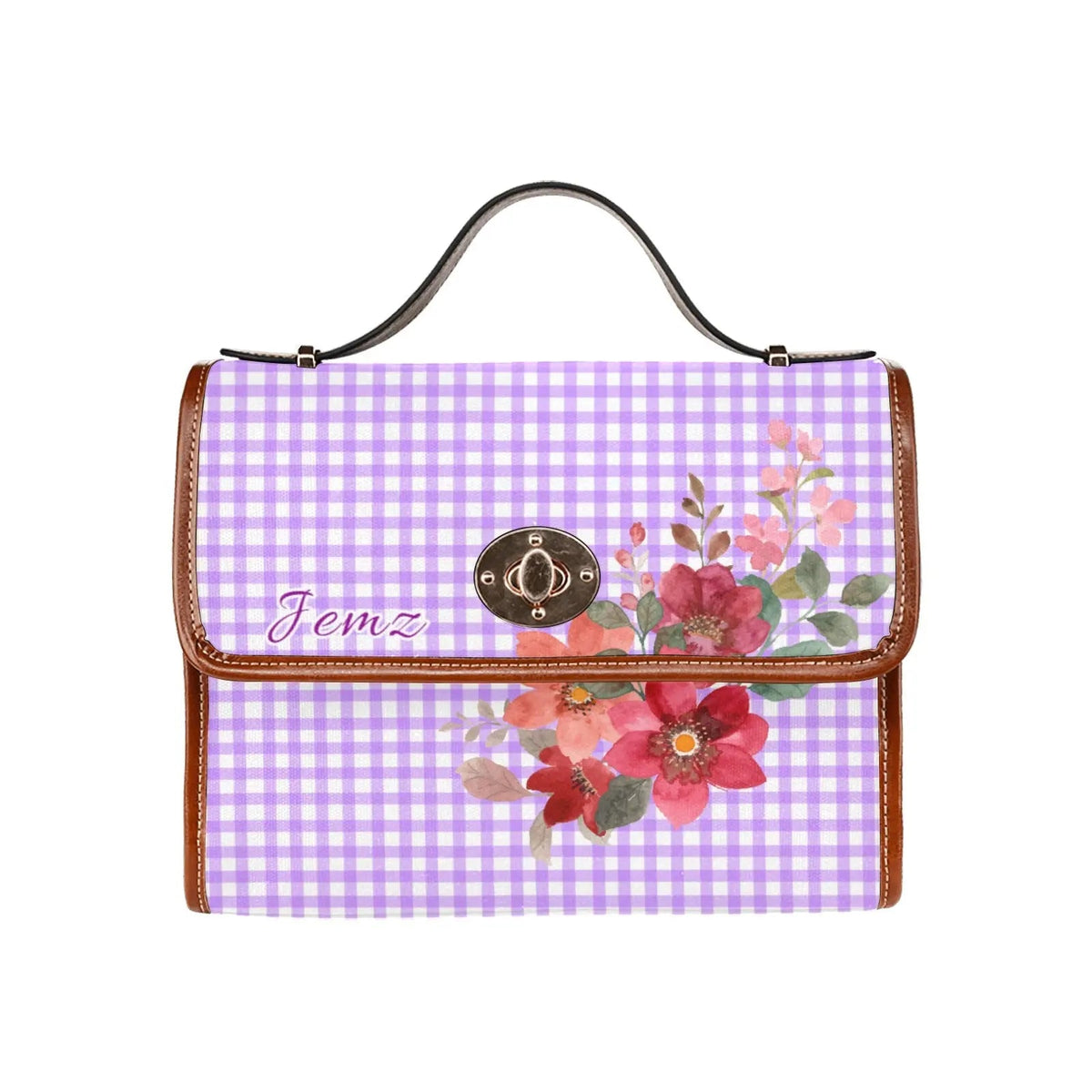 Personalized Waterproof Canvas Shoulder Strap Bag Flower Design - Piryoung Shop