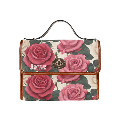 Personalized Waterproof Canvas Shoulder Strap Bag Roses Design - Piryoung Shop