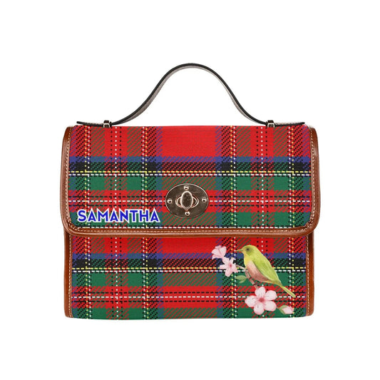 Personalized Waterproof Canvas Shoulder Strap Bag Scottish Tartan - Piryoung Shop