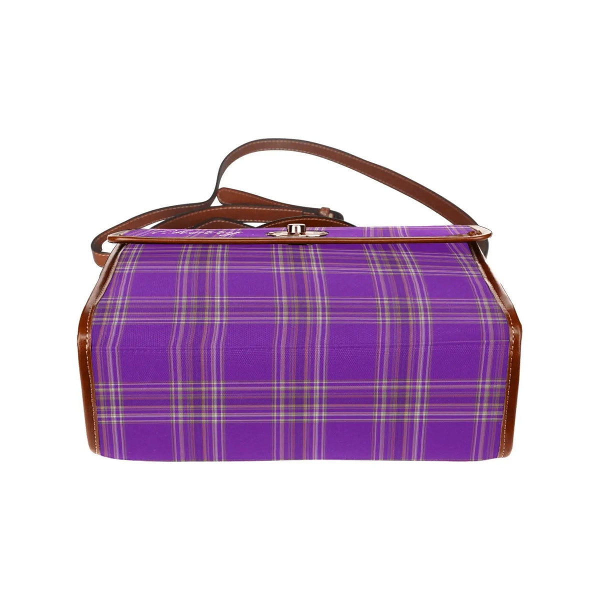Personalized Waterproof Canvas Shoulder Strap Bag Tartan - Piryoung Shop