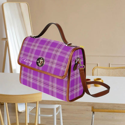 Personalized Waterproof Canvas Shoulder Strap Bag Tartan - Piryoung Shop
