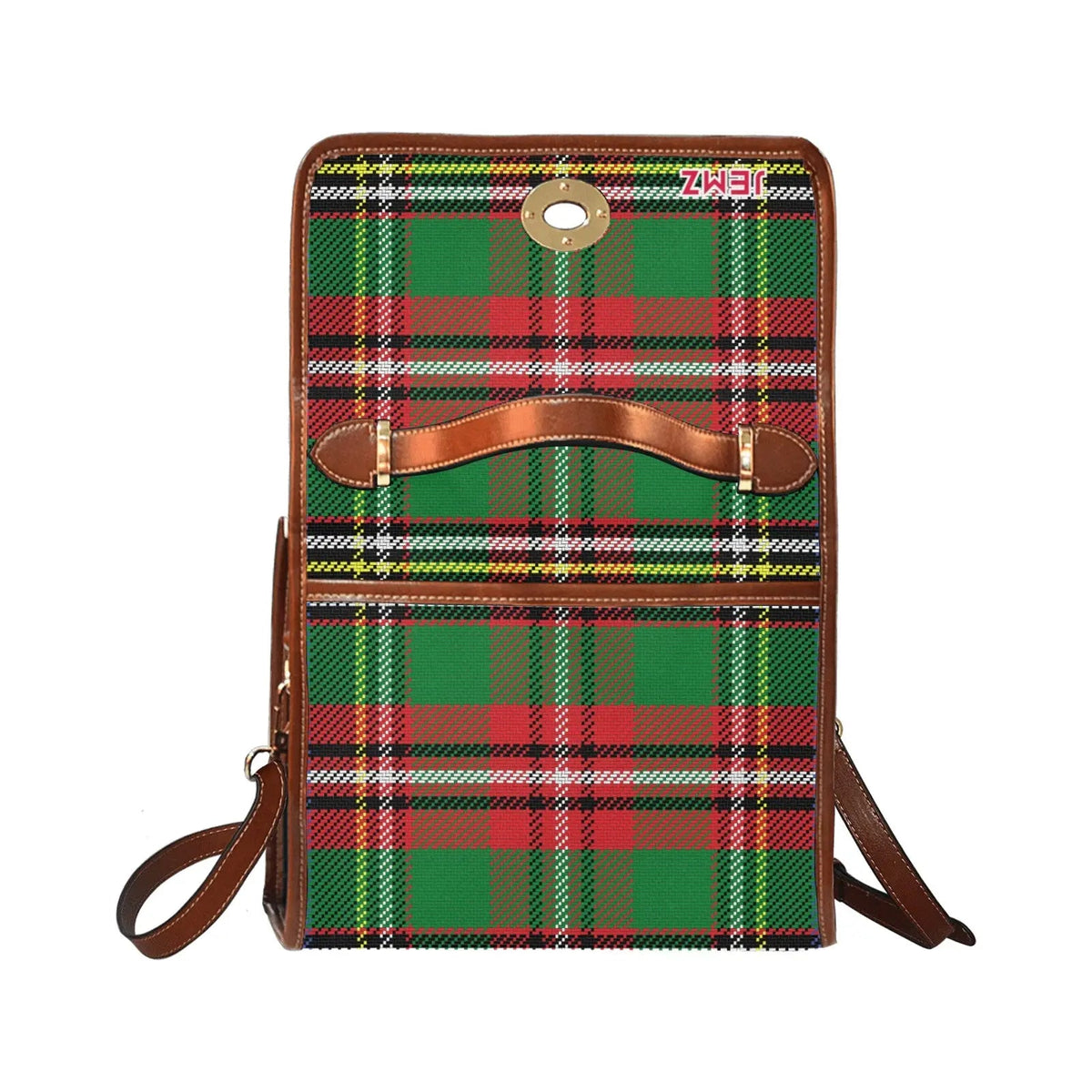 Personalized Waterproof Canvas Shoulder Strap Bag Tartan Butterfly - Piryoung Shop